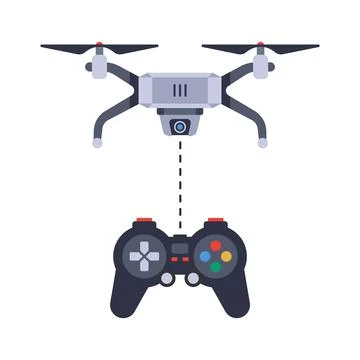 Control drone using game joystick. Stock Illustration