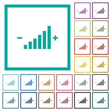 Control element flat color icons with quadrant frames 스톡 일러스트