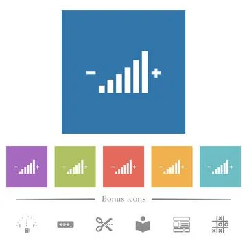 Control element flat white icons in square backgrounds 库存插图