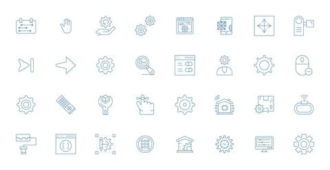 Control Exclusive Vector Set featuring 32 Thin Line Pixel Optimized High Re.. Ilustração Stock