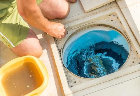 Control filtration system pool Stock Photos