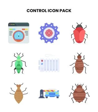 Control Flat Design Icons Pack Illustrazione stock