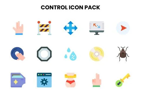 Control Flat Design Icons Pack Stockillustratie
