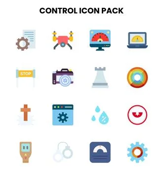 Control Flat Design Icons Pack Stock Illustration