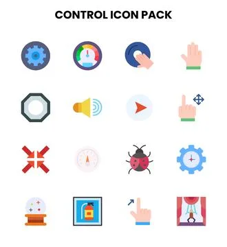 Control Flat Scalable Icons Pack Stock Illustration