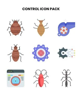 Control Flat Scalable Icons Pack Stock Illustration