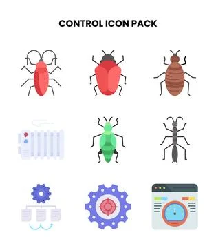 Control Flat Set Icons Pack Stock Illustration