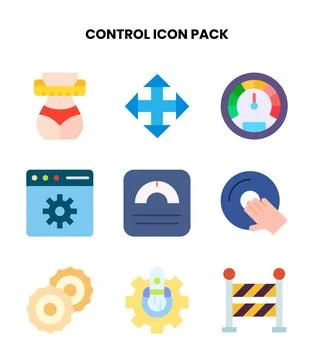 Control Flat Set Icons Pack Stock Illustration