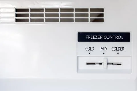 A control of freezer in the fridge, close-up view. Choice of cold in the refr Stock Photos