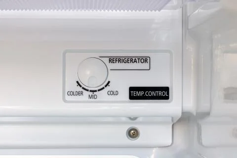 A control of freezer in the fridge, close-up view. Stock Photos