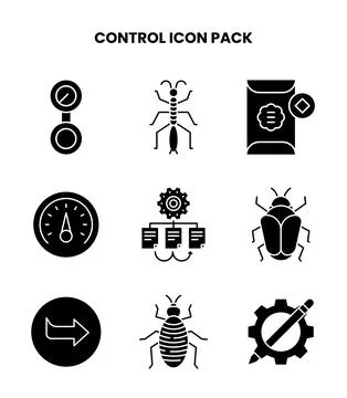 Control Glyph Collection Icons Pack Stock Illustration