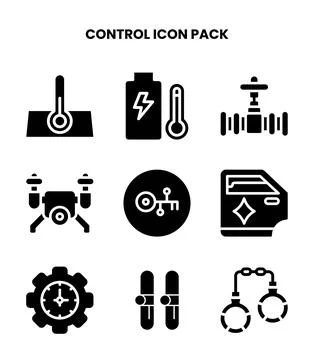 Control Glyph Icons Pack Stock Illustration