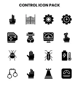 Control Glyph Icons Pack Stock Illustration
