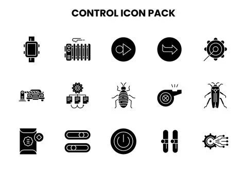 Control Glyph Scalable Icons Pack Stock Illustration