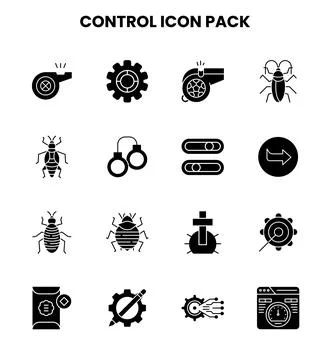 Control Glyph Vector Icons Pack Stock Illustration