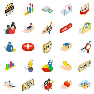 Control icons set, isometric style 库存插图