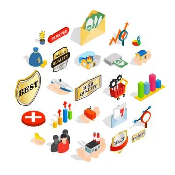 Control icons set, isometric style Illustrazione stock