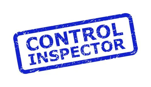 CONTROL INSPECTOR Stamp Seal with Corroded Surface and Rounded Rectangle Frame Stock Illustration