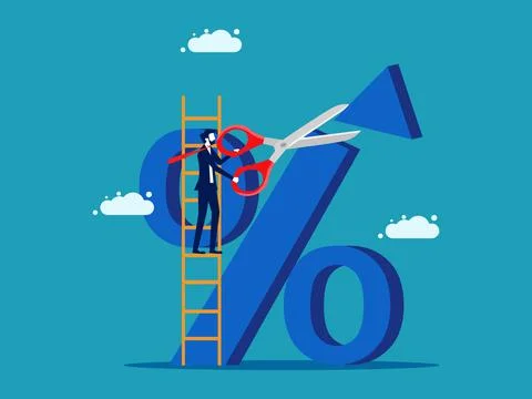 Control interest. The decrease in interest rates. financial concept vector Stock Illustration