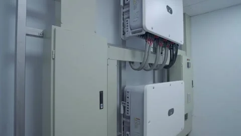 Control of inverters solar panel on the wall inside room 스톡 동영상 276060564