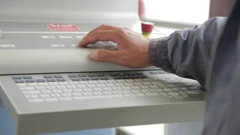 Control keyboard panel in metal welding work shop Stock Footage 75944697