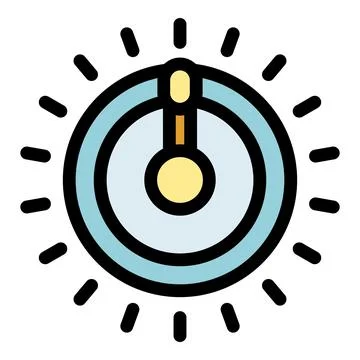 Control knob increasing light intensity with rays shining outward Stock Illustration