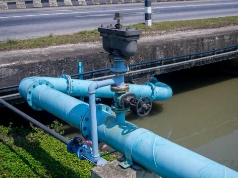 Control knobs for big water blue pipes 写真素材