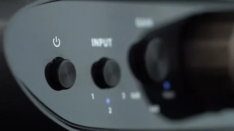 Control Knobs for Input and Gain on a Modern Audio Interface or Amp Video stock 318651610