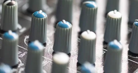 Control Knobs Of Mixing Console At Recording Studio - close up 動画素材 201844400