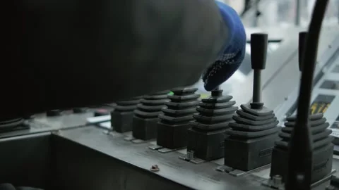 The control levers of the drill string, the machinist manipulates them Stock Footage 290375202
