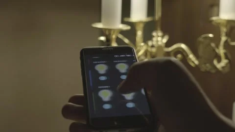 Control Lighting with a Mobile App Stock Footage 315115999