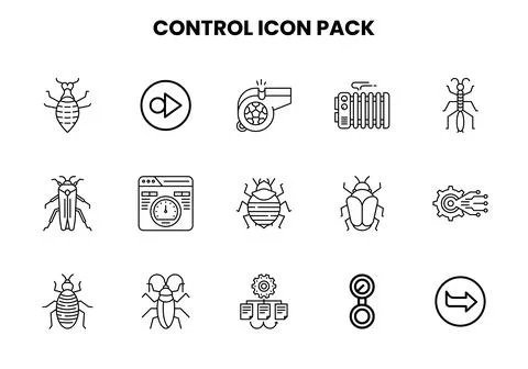 Control Line Collection Icons Pack Stock Illustration