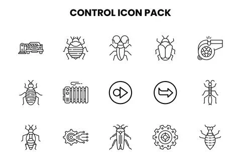 Control Line Collection Icons Pack Stock Illustration