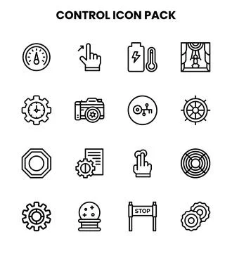 Control Line Collection Icons Pack Stock Illustration