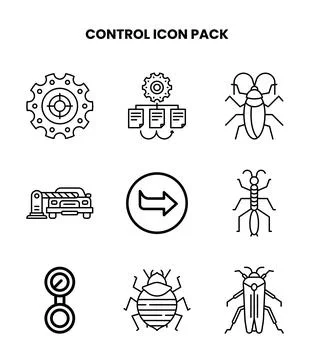 Control Line Design Icons Pack Stock Illustration