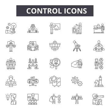 Control line icons for web and mobile design. Editable stroke signs. Control Stock Illustration