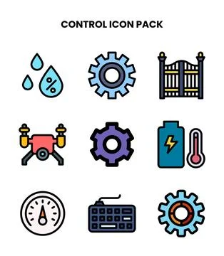 Control Lineal Color Bundle Icons Pack Illustrazione stock