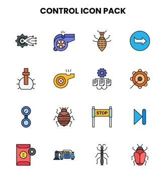 Control Lineal Color Vector Icons Pack Stock Illustration