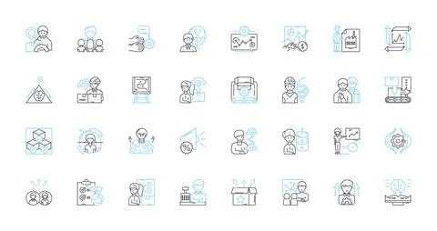 Control linear icons set. Dominance, Manipulation, Supremacy, Authority Stock Illustration