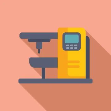 Control machine cnc icon flat vector. Drill mill controller Illustrazione stock