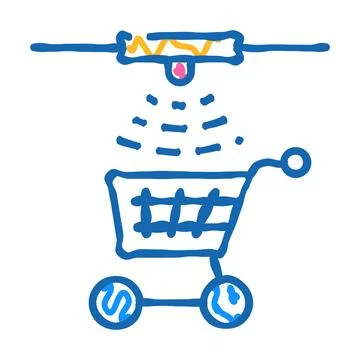 Control of movement of carts icon doodle illustration Stock Illustration