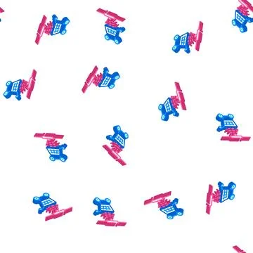 Control of movement of carts isometric icon seamless pattern Illustrazione stock