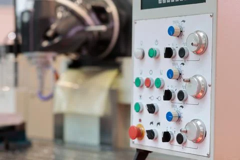 Control panel of 3 axis CNC milling machine Stock Photos