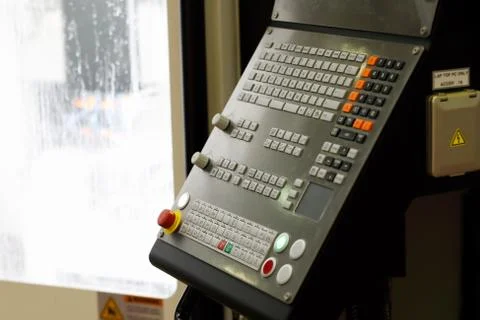 Control panel of 5-axis metalworking CNC machine Stock Photos