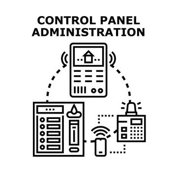 Control panel administration managing smart home automation system Stock Illustration