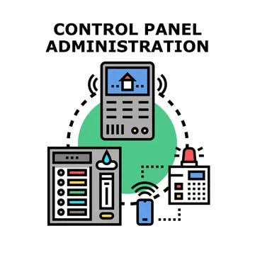 Control panel administration managing smart home automation system Stock Illustration