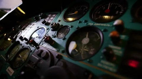 The control panel of the aircraft. Latitude altitude indicators.training on Stock Footage 208631336