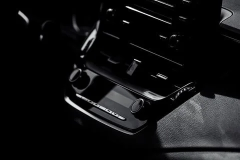 Control panel and cd in a new modern car interior Stock Photos