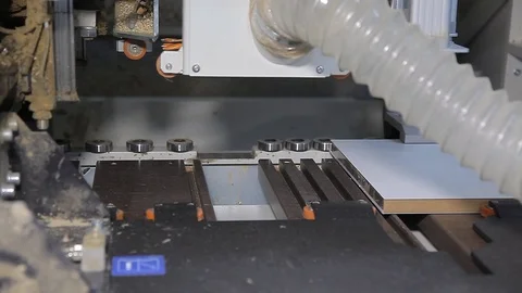 Control panel and interior of woodworking machinery Video stock 71619690