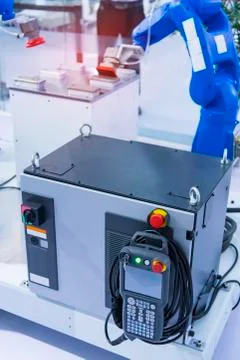 Control panel of auto robot machine of electronics industrial. Stock Photos